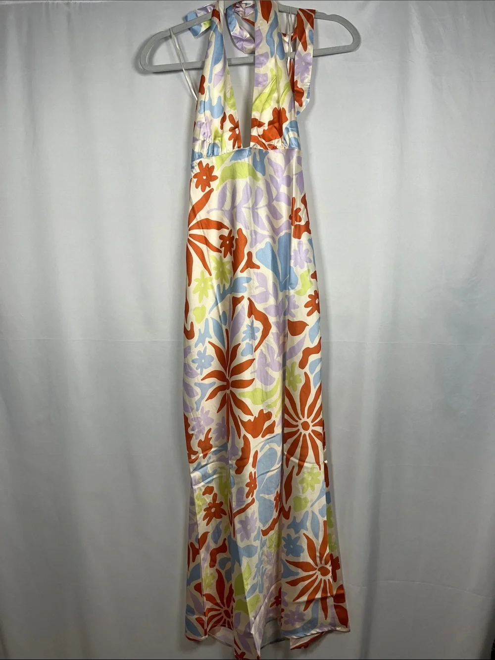 LSPACE TUSCANY FLORAL HALTER COVERUP MAXI DRESS TROPICAL SUMMER NWT SZ M - Picture 3 of 10